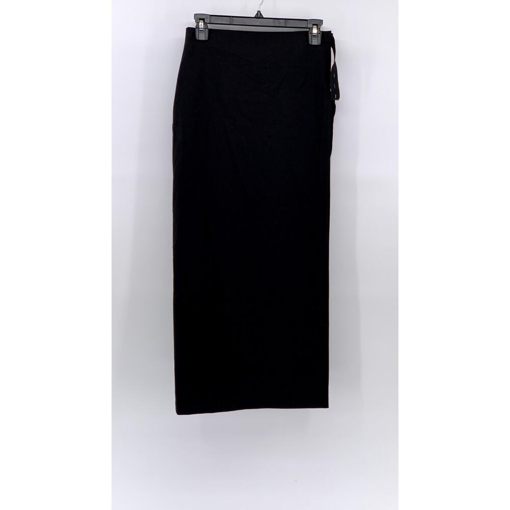 PIER ANTONIO GASPARI Women's Black Solid Side-Strap Slit Midi Skirt SZ 10